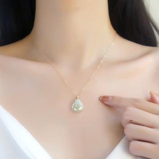 bhiodha天然玉佛吊坠和田玉女笑佛玉石小弥勒佛项链玉佩金镶玉佛公佛